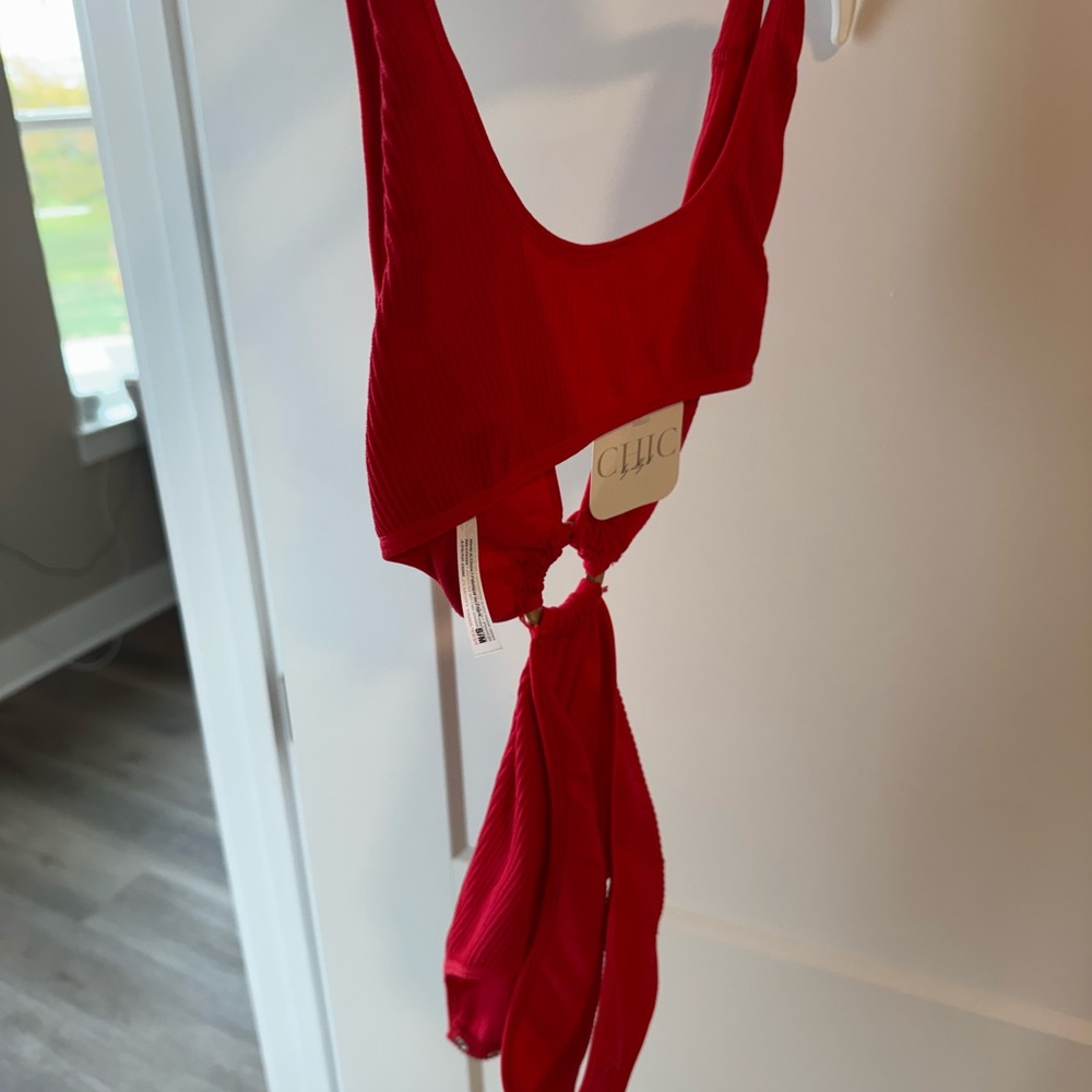Red Ribbed Bodysuit - Picture 2 of 2